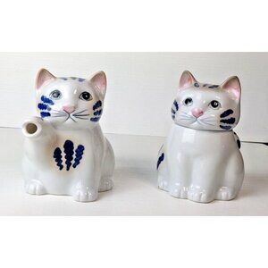 Scarce Vintage HENRIKSEN Imports Japan Beautiful Face Sitting Cat Cream & Sugar